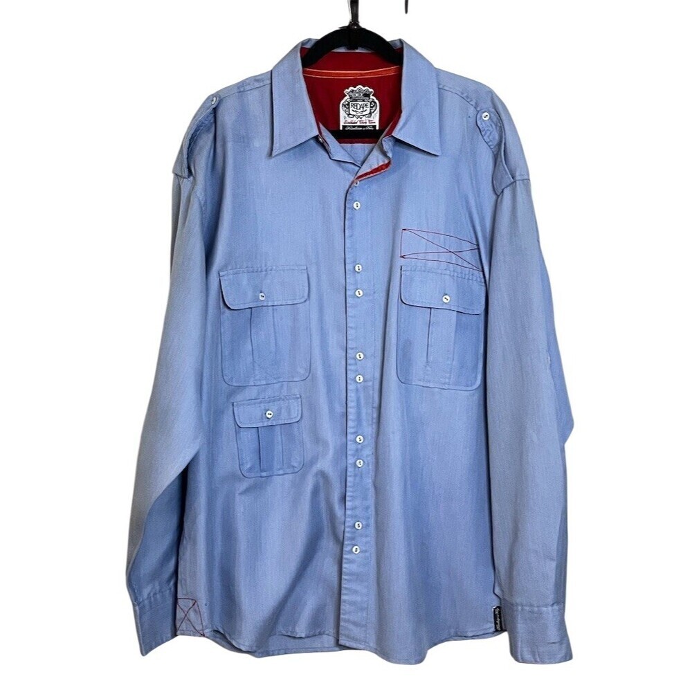 RedApe Utility Denim Work Shirt Mens 3XL Chambray Cargo Designer Outdoor Y2k